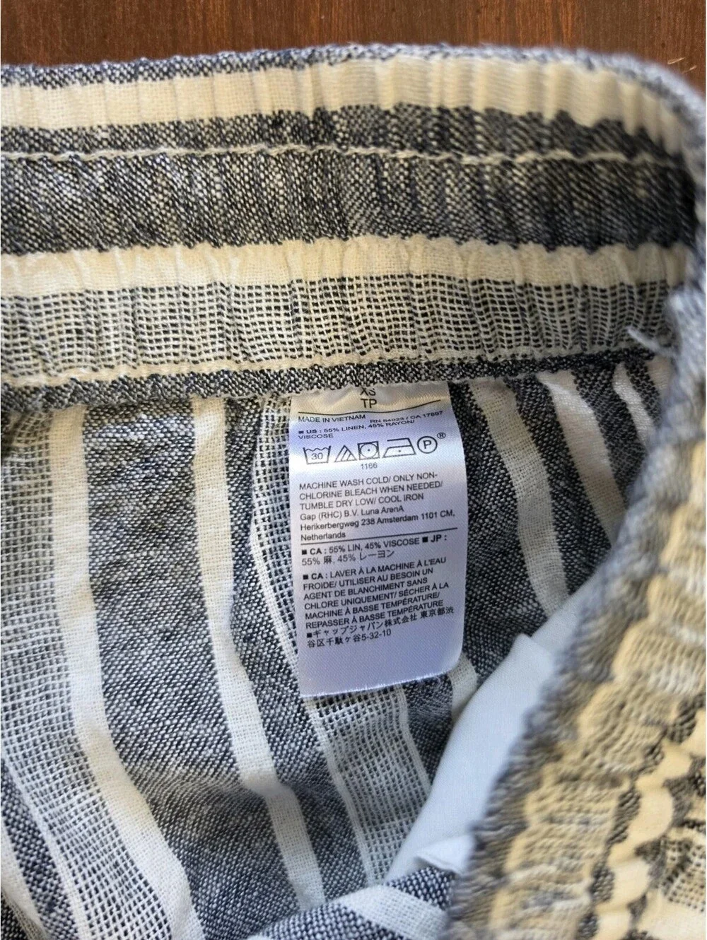 Banana Republic XS Striped Linen Blend Wide Leg Crop Pants Coastal Grandma Boho